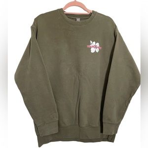 Trader Joe’s Military Green Crewneck Sweatshirt Crew member Uniform Large Cotton